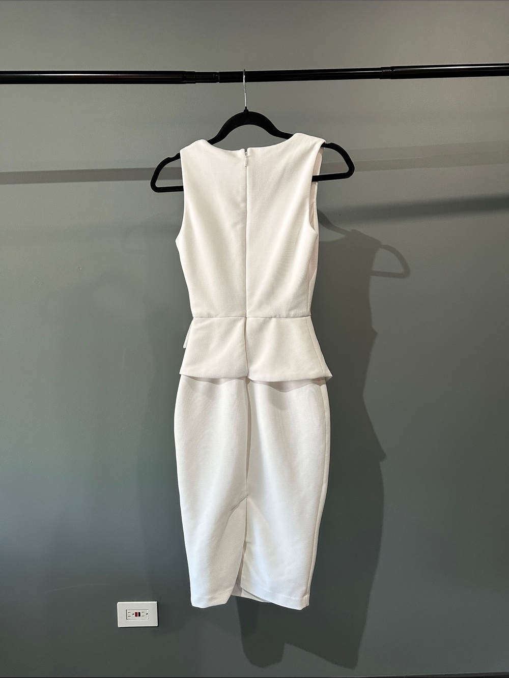 bebe White Peplum Midi Dress - V-Notch Sleeveless - Picture 3 of 5